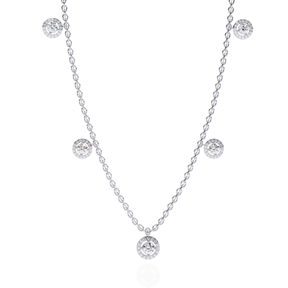 The "Stellar Path" Diamond Halo Necklace in Yellow Gold - 4.72Ct
