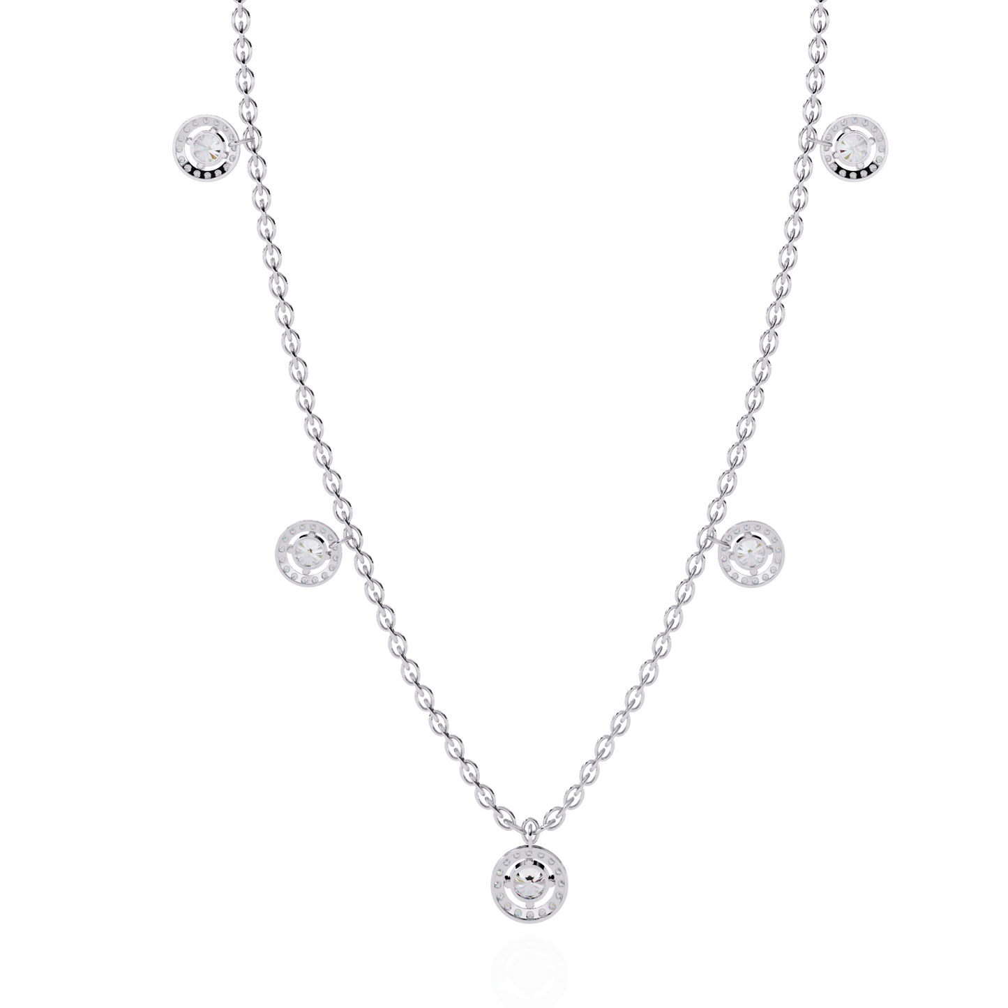 The "Stellar Path" Diamond Halo Necklace in Yellow Gold - 4.72Ct