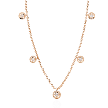 The "Stellar Path" Diamond Halo Necklace in Yellow Gold - 4.72Ct