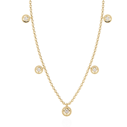 The "Stellar Path" Diamond Halo Necklace in Yellow Gold - 4.72Ct