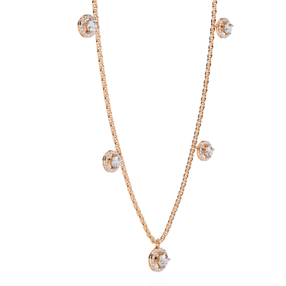 The "Stellar Path" Diamond Halo Necklace in Yellow Gold - 4.72Ct