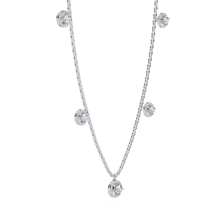 The "Stellar Path" Diamond Halo Necklace in Yellow Gold - 4.72Ct