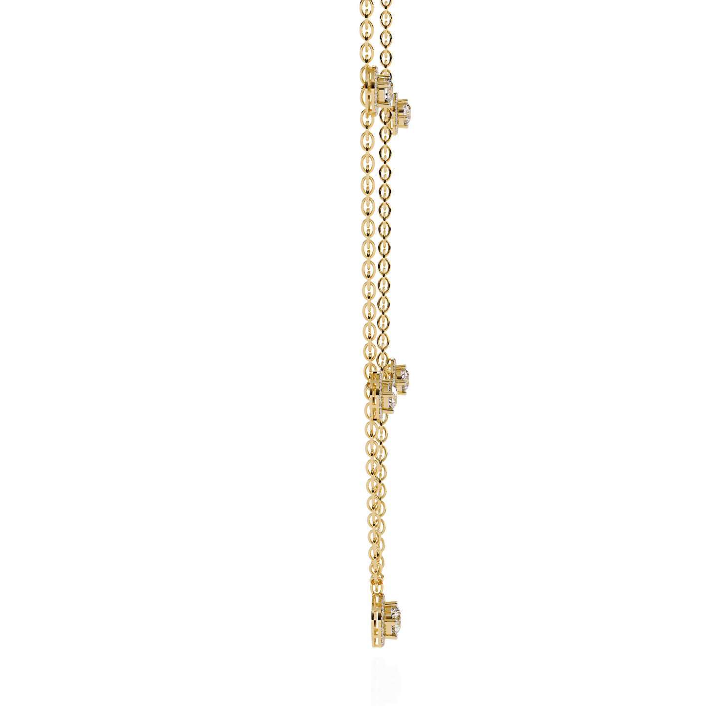The "Stellar Path" Diamond Halo Necklace in Yellow Gold - 4.72Ct