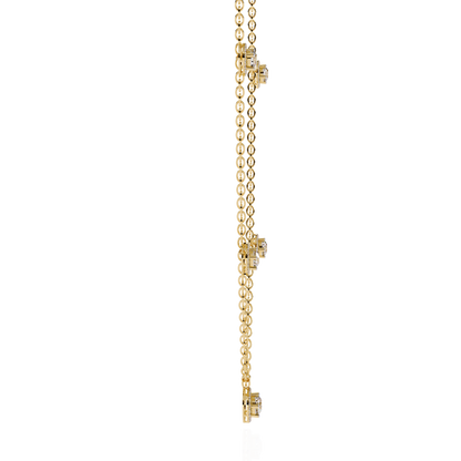 The "Stellar Path" Diamond Halo Necklace in Yellow Gold - 4.72Ct