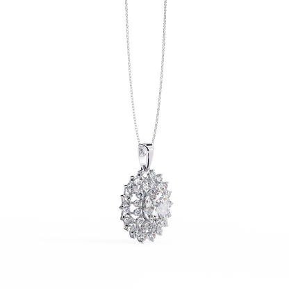 The "Majesty": (3.41CTW) Oval Diamond Sunburst Pendant in Yellow Gold