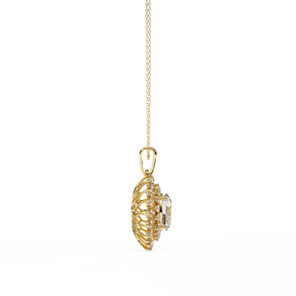 The "Majesty": (3.41CTW) Oval Diamond Sunburst Pendant in Yellow Gold