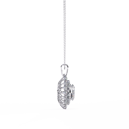 The "Majesty": (3.41CTW) Oval Diamond Sunburst Pendant in Yellow Gold