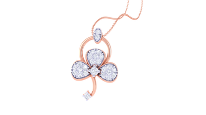 0.24 Ct - Cute Floral Diamond Pendent In Gold