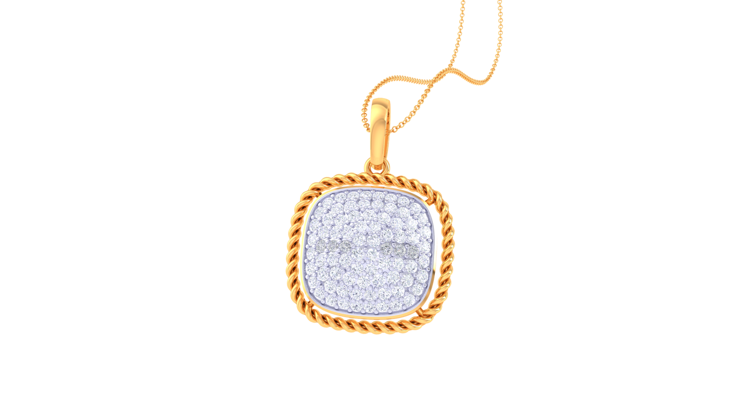 Regal Grid Pendant In Gold - 0.75 Ct Brilliant White Diamonds