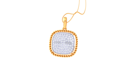 Regal Grid Pendant In Gold - 0.75 Ct Brilliant White Diamonds