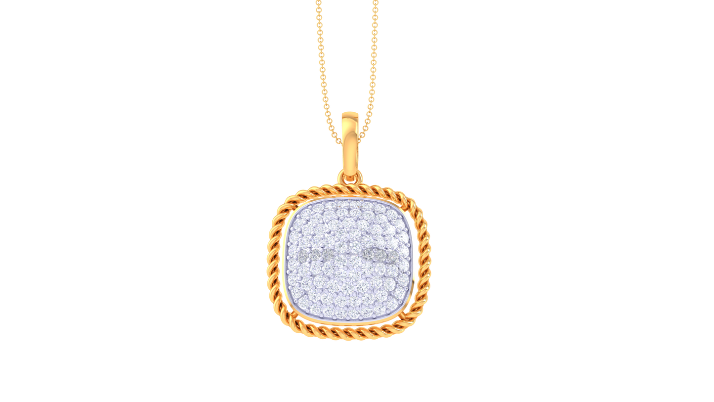 Regal Grid Pendant In Gold - 0.75 Ct Brilliant White Diamonds