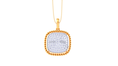 Regal Grid Pendant In Gold - 0.75 Ct Brilliant White Diamonds