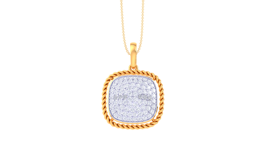 Regal Grid Pendant In Gold - 0.75 Ct Brilliant White Diamonds