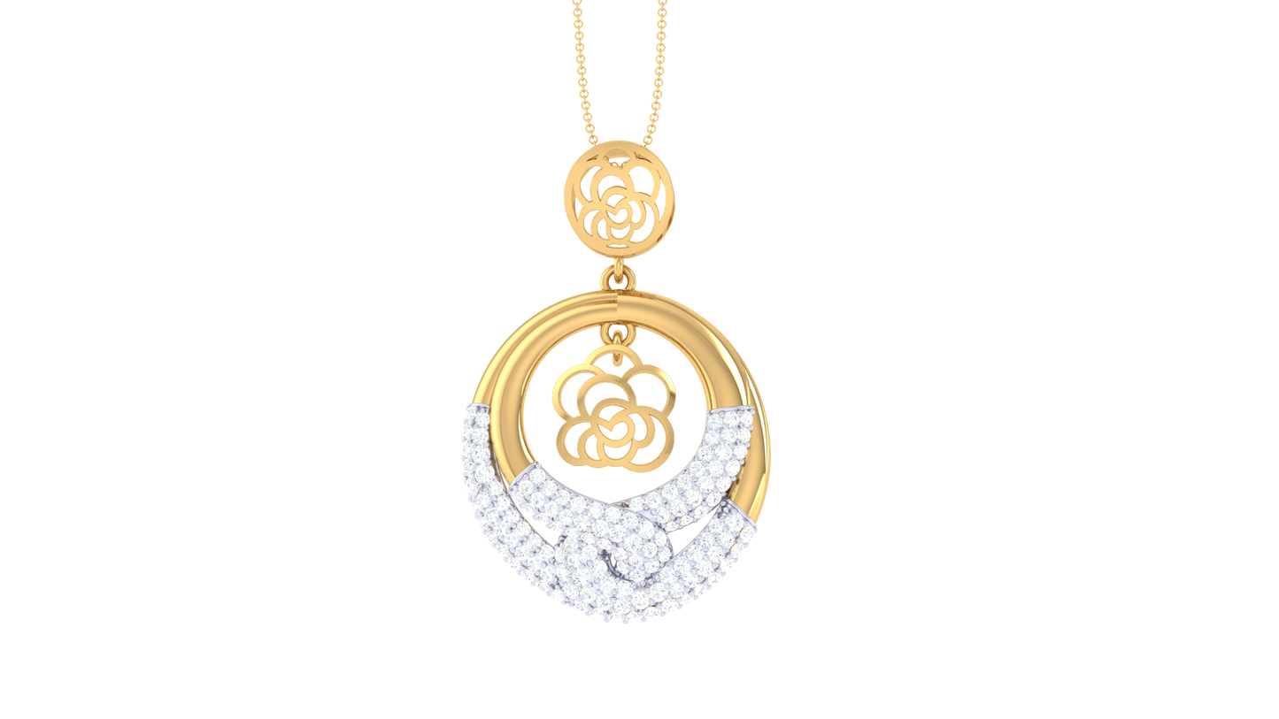 Orbit Glow Diamond Pendent In Gold - 0.74 Ct Brilliant Cut