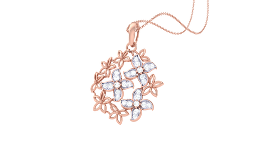 Floral Harmony Diamond Pendent In Gold - 2.33 Ct Brilliant Cut