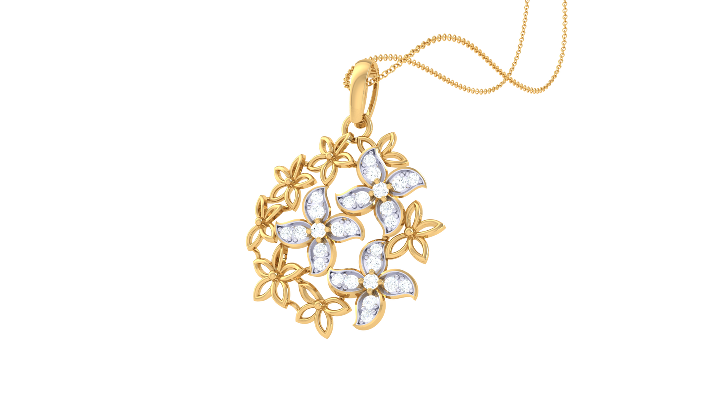 Floral Harmony Diamond Pendent In Gold - 2.33 Ct Brilliant Cut