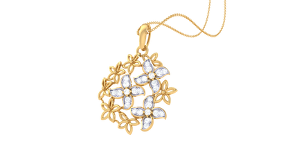 Floral Harmony Diamond Pendent In Gold - 2.33 Ct Brilliant Cut