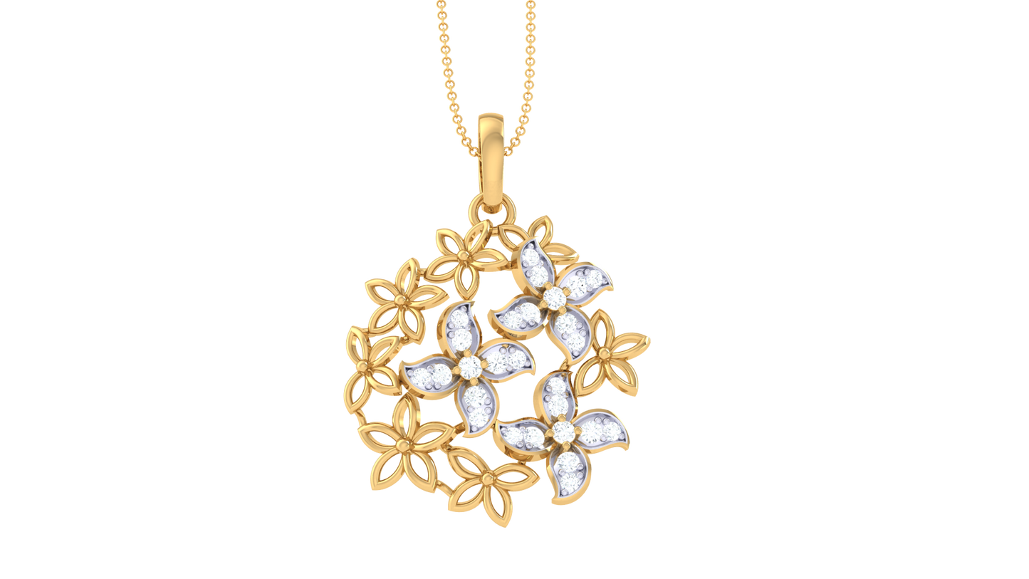 Floral Harmony Diamond Pendent In Gold - 2.33 Ct Brilliant Cut