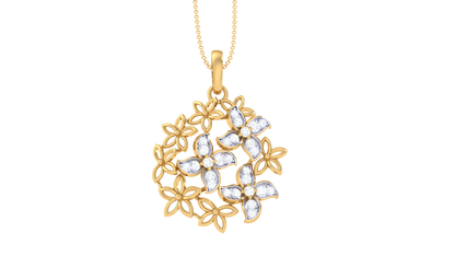 Floral Harmony Diamond Pendent In Gold - 2.33 Ct Brilliant Cut