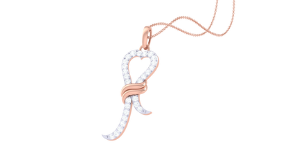 Ribbon of Love Diamond Pendent In Gold – 0.18 Ct Brilliant Cut