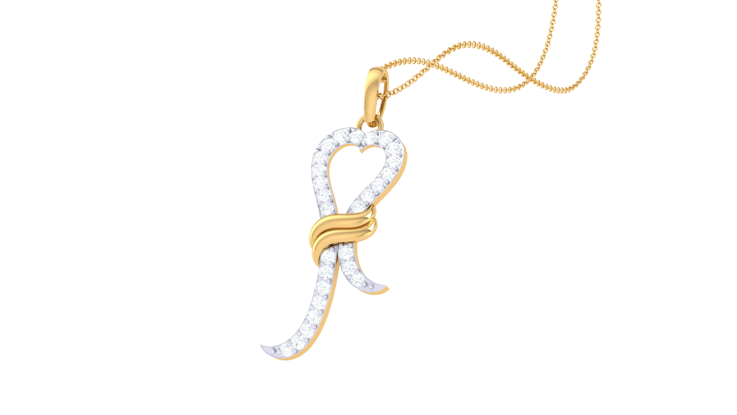 Ribbon of Love Diamond Pendent In Gold – 0.18 Ct Brilliant Cut