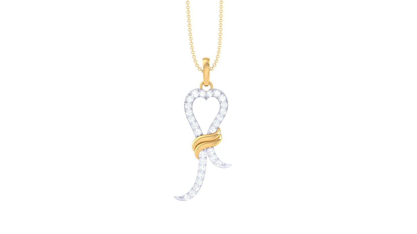 Ribbon of Love Diamond Pendent In Gold – 0.18 Ct Brilliant Cut