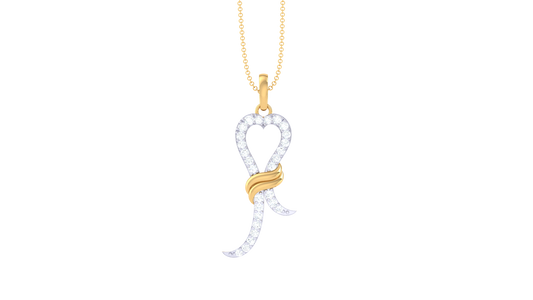 Ribbon of Love Diamond Pendent In Gold – 0.18 Ct Brilliant Cut