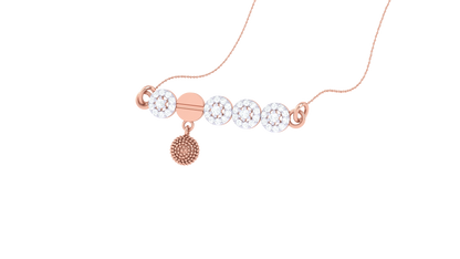 Linear Cluster Charm Gold Pendent - 0.40 Ct Pave Set Diamonds