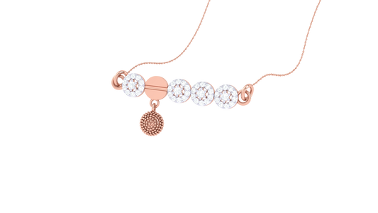 Linear Cluster Charm Gold Pendent - 0.40 Ct Pave Set Diamonds