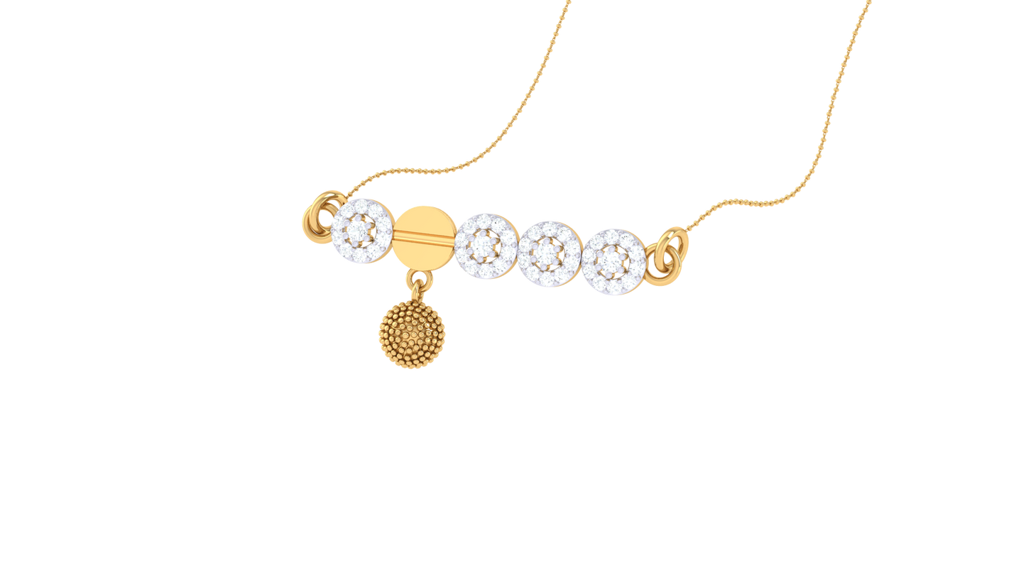 Linear Cluster Charm Gold Pendent - 0.40 Ct Pave Set Diamonds