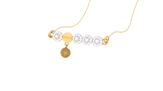 Linear Cluster Charm Gold Pendent - 0.40 Ct Pave Set Diamonds