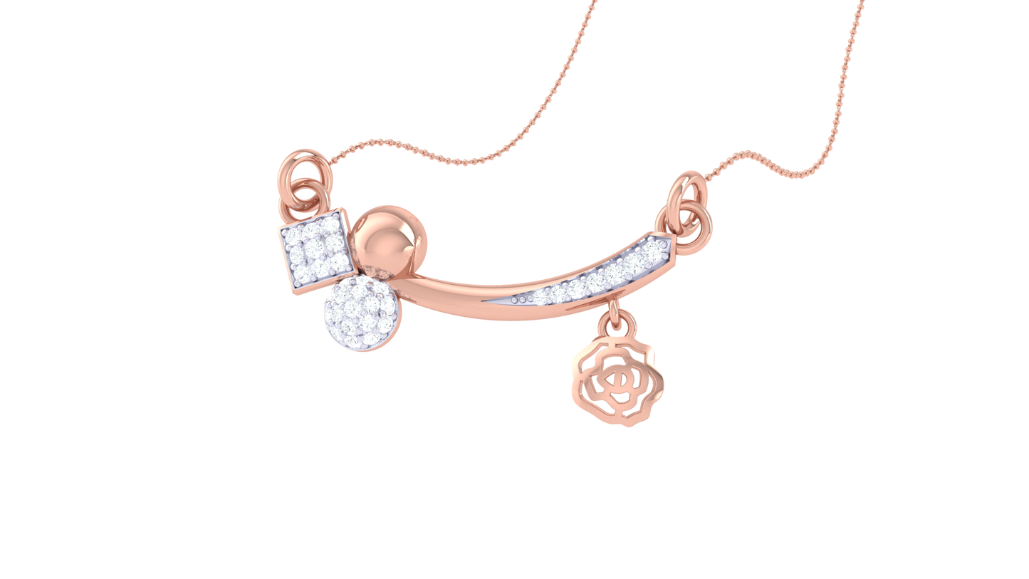 Geometric Floral Charm Gold Pendent - 0.21 Ct Diamonds