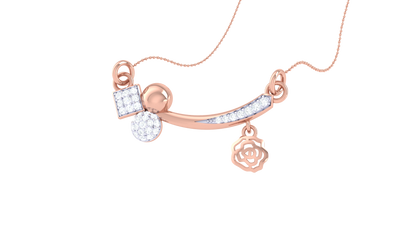 Geometric Floral Charm Gold Pendent - 0.21 Ct Diamonds