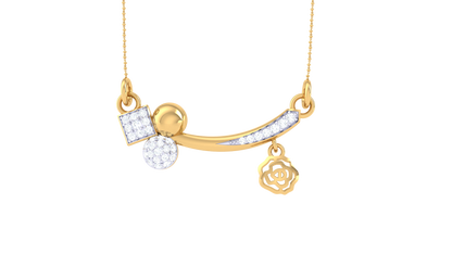 Geometric Floral Charm Gold Pendent - 0.21 Ct Diamonds