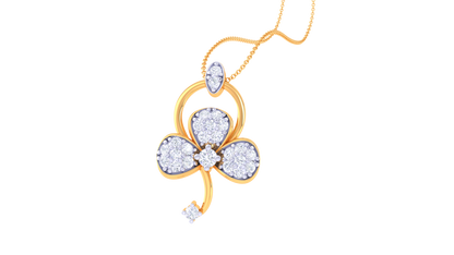 0.24 Ct - Cute Floral Diamond Pendent In Gold