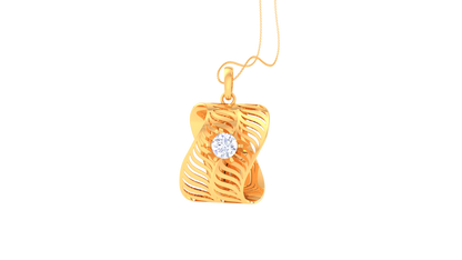 Waves of Light - 0.59 Ct Diamond Pendant In Sculpted Gold