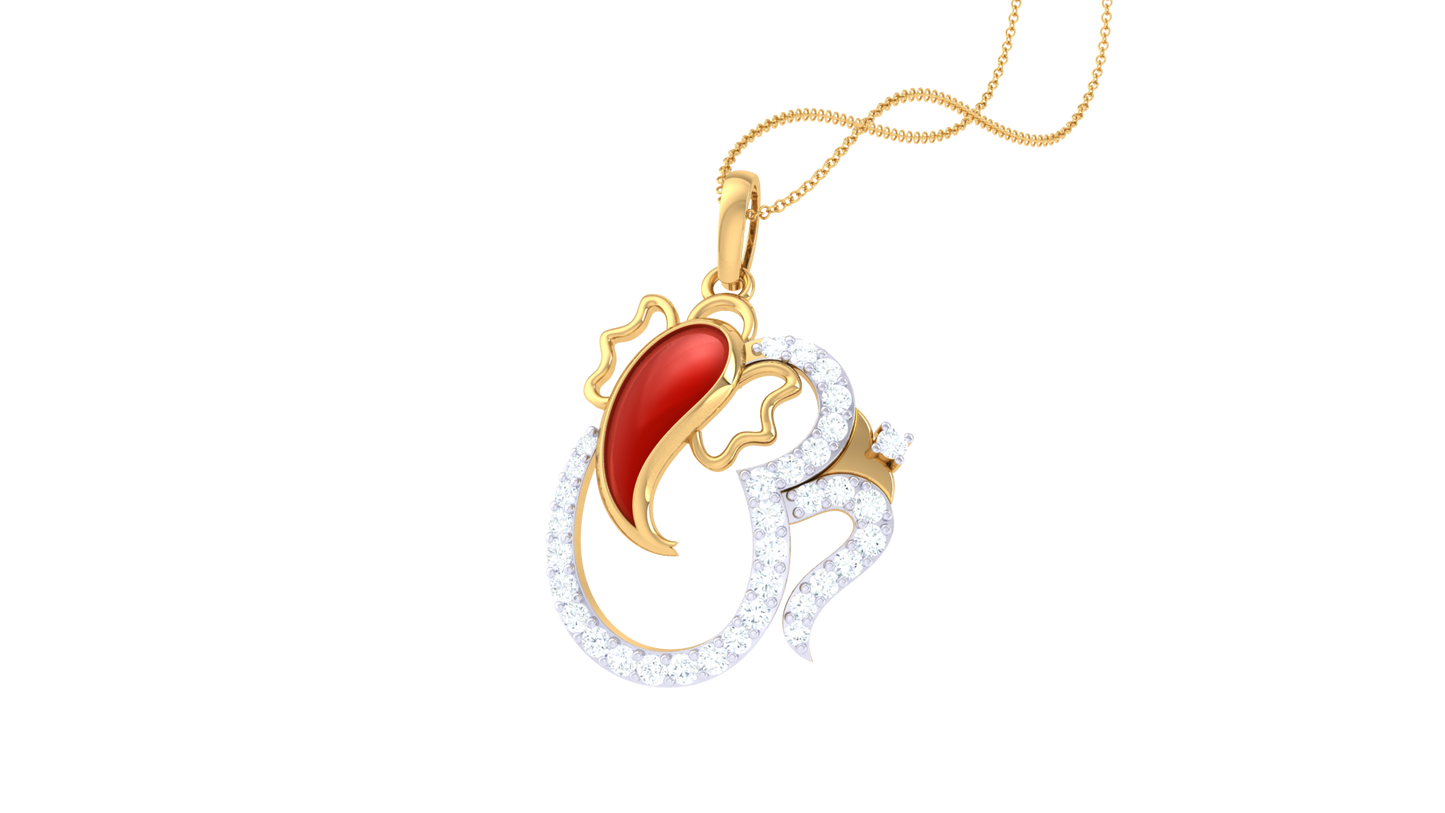 Om Ganesha Radiance Pendant In Gold – 0.29 Ct Dazzling Diamond