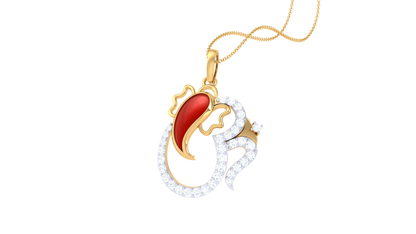 Om Ganesha Radiance Pendant In Gold – 0.29 Ct Dazzling Diamond