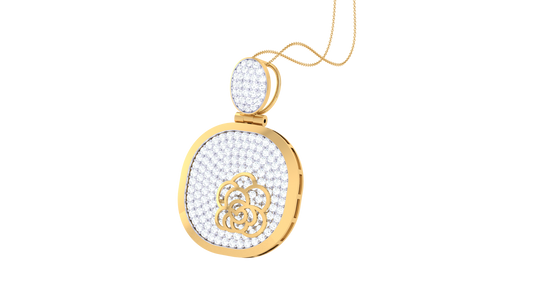 Floral Accent Pendant in Yellow Gold – 1.48 Ct Sparkle Diamonds