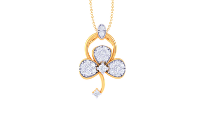 0.24 Ct - Cute Floral Diamond Pendent In Gold