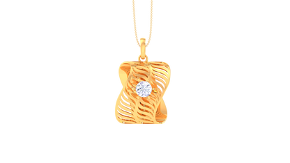 Waves of Light - 0.59 Ct Diamond Pendant In Sculpted Gold