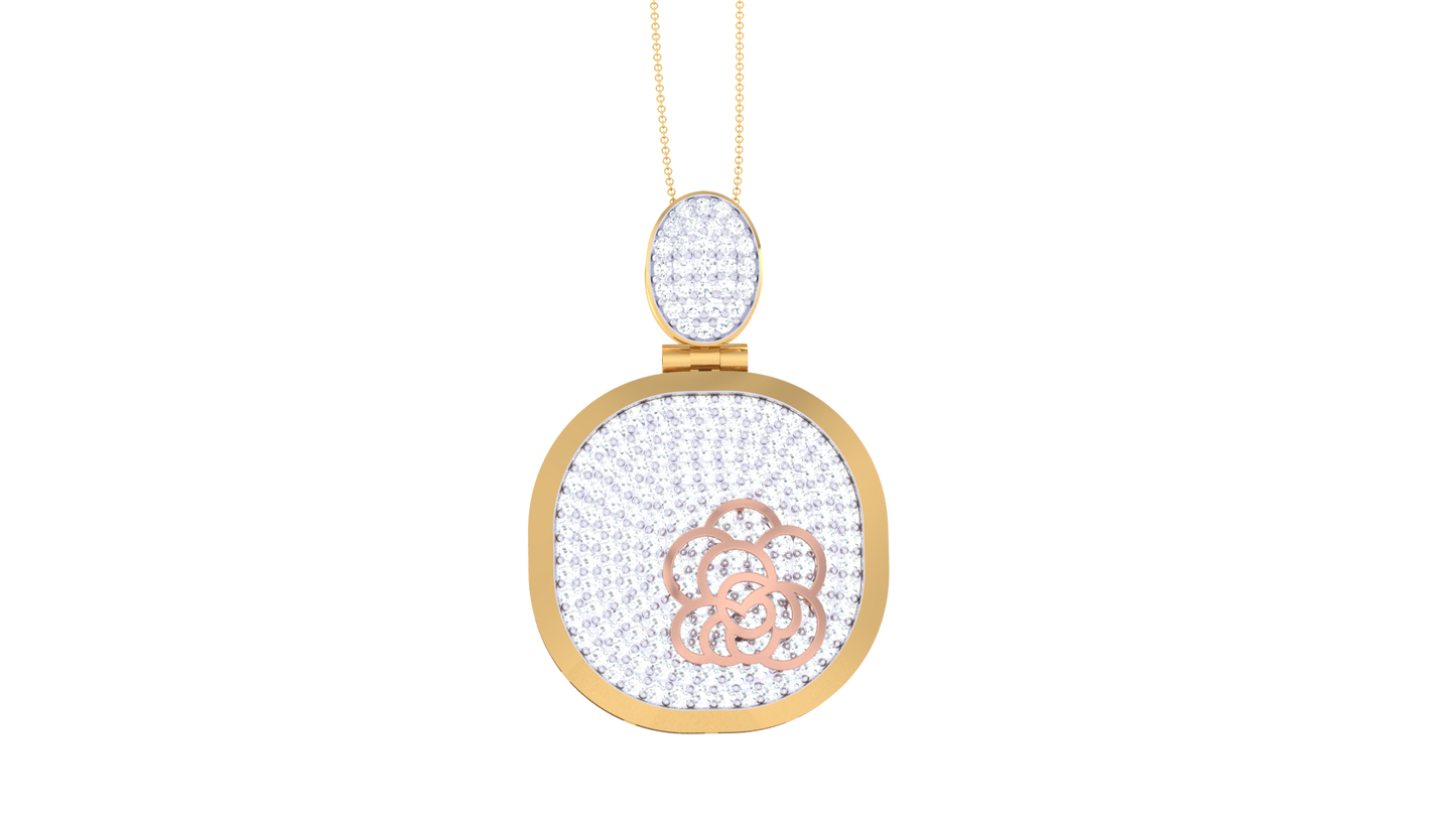 Floral Accent Pendant in Yellow Gold – 1.48 Ct Sparkle Diamonds