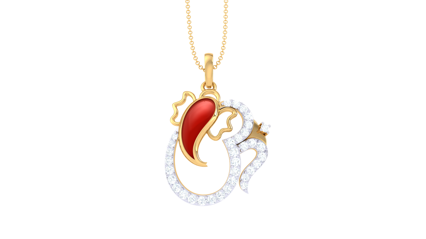 Om Ganesha Radiance Pendant In Gold – 0.29 Ct Dazzling Diamond