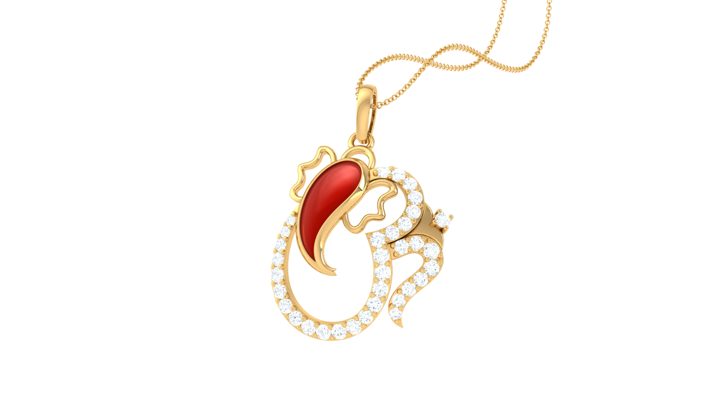 Om Ganesha Radiance Pendant In Gold – 0.29 Ct Dazzling Diamond
