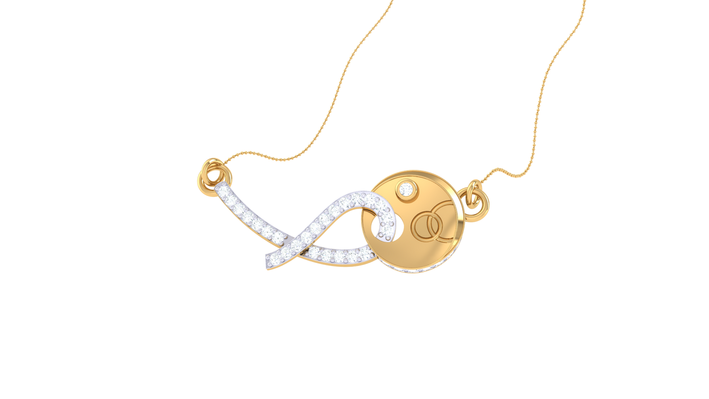 Intertwined Flow Pendant In Gold - 0.24 Ct Sparkling Diamonds