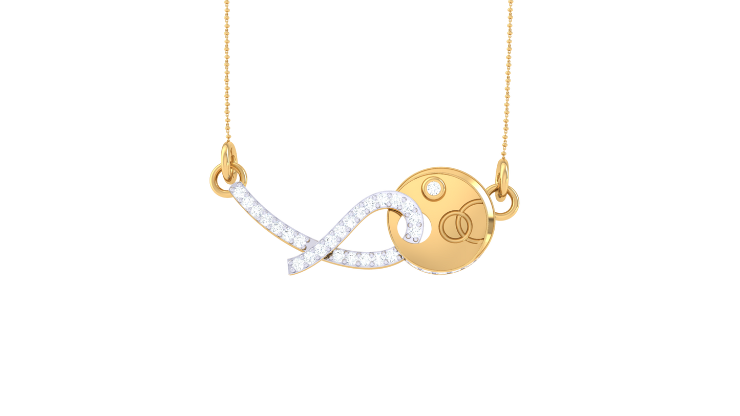 Intertwined Flow Pendant In Gold - 0.24 Ct Sparkling Diamonds