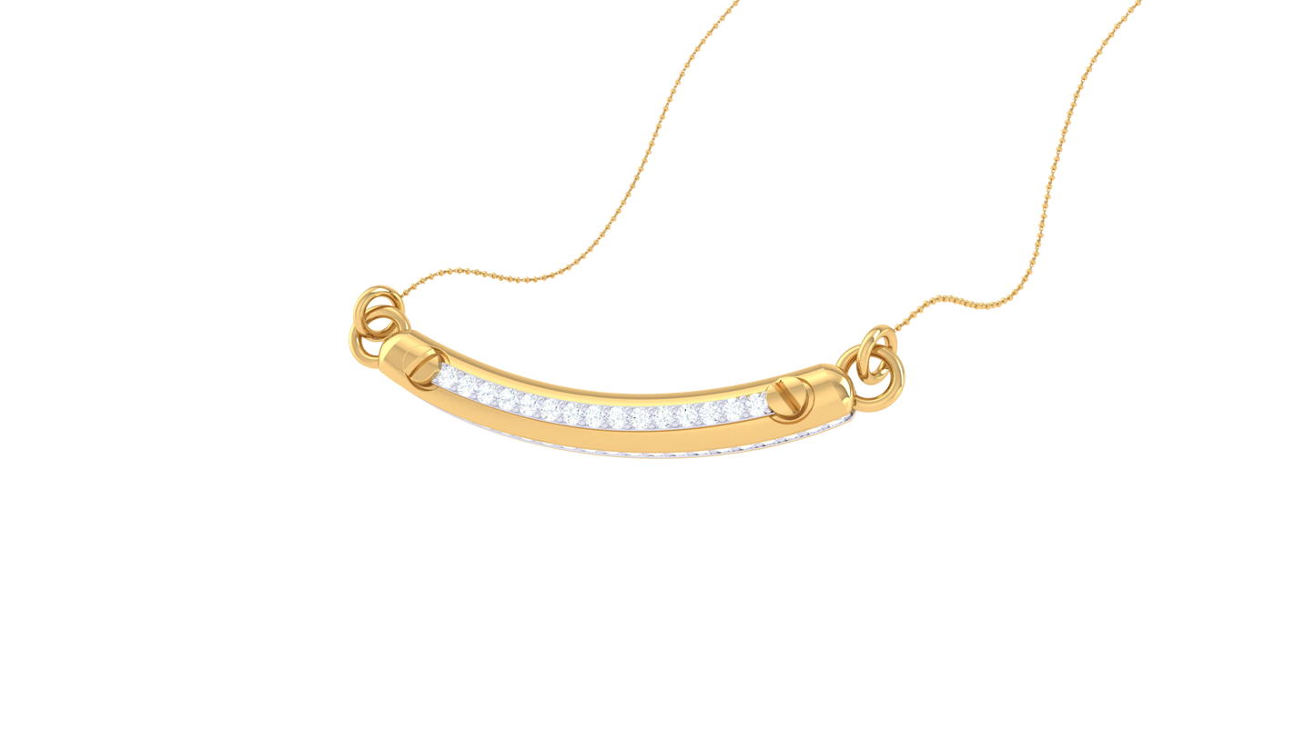 Bridge Of Starlight Gold Bar Pendant - 0.24 Ct Diamonds