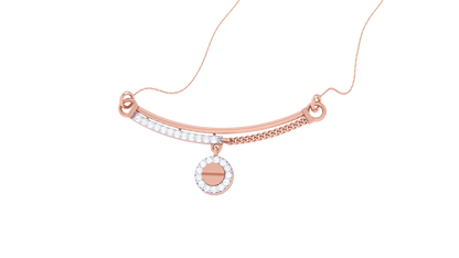 Textured Gold Bar Pendent With Sparkling Diamond Halo Drop – 0.14 Ct