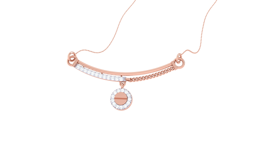 Textured Gold Bar Pendent With Sparkling Diamond Halo Drop – 0.14 Ct