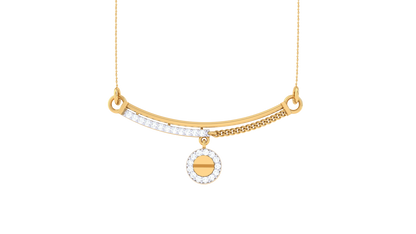 Textured Gold Bar Pendent With Sparkling Diamond Halo Drop – 0.14 Ct